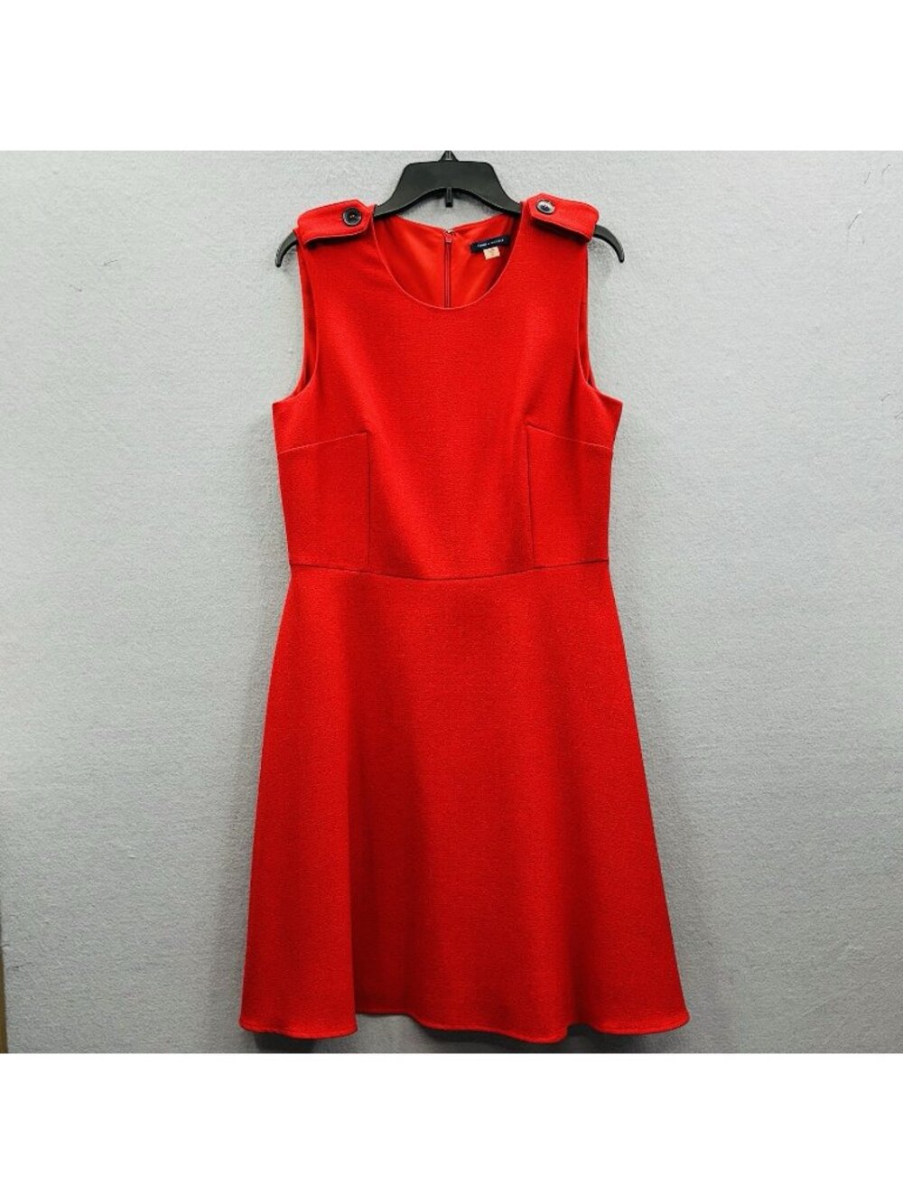 Tommy Hilfiger Dress Size 12 Red Epaulet Fit Flare Sleeveless Crepe Career Mini